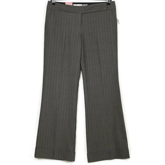 Old Navy Trouser Pants Wide Leg Grey Pinstripe Mid Rise Stretch 10 x 33‎ - Picture 1 of 12